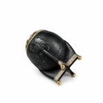 Mate Torpedo Calabaza, Virola de Alpaca Cincelada, Cuero Repujado y Base de Bolitas (Color Negro)(13x8cm aprox.) - Imagen 2