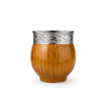 Mate Imperial Algarrobo con Guarda de Acero, Laqueado Brilloso (10x9cm aprox.)