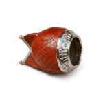 Mate Torpedo Calabaza, Virola de Alpaca Cincelada, Cuero Repujado y Base de Bolitas (Color Marron)(13x8cm aprox.) - Imagen 3