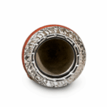 Mate Torpedo Calabaza, Virola de Alpaca Cincelada, Cuero Repujado y Base de Bolitas (Color Marron)(13x8cm aprox.) - Imagen 6