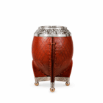 Mate Torpedo Calabaza, Virola de Alpaca Cincelada, Cuero Repujado y Base de Bolitas (Color Marron)(13x8cm aprox.) - Imagen 4