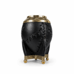 Mate Torpedo Calabaza, Virola de Alpaca Cincelada, Cuero Repujado y Base de Bolitas (Color Negro)(13x8cm aprox.) - Imagen 4