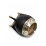 Mate Torpedo Virola Cincelada Cuero Liso Negro Base Bolitas (14x9cm aprox) - Imagen 5