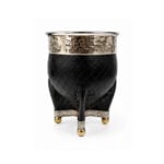 Mate Imperial Cuero Repujado Virola Lisa Base Bolitas - Color Negro (13x10cm aprox)