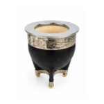 Mate Imperial Cuero Repujado Virola Lisa Base Bolitas - Color Negro (13x10cm aprox) - Imagen 2