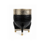 Mate Imperial Cuero Croco Virola Lisa Base Bolitas - Color Negro