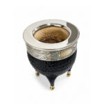 Mate Imperial Cuero Croco Virola Lisa Base Bolitas - Color Negro - Imagen 2
