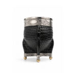 Mate Imperial Cuero Croco Virola Lisa Base Bolitas - Color Negro - Imagen 5