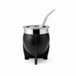 Mate Imperial Interior PVC Color Negro Liso + Bombilla Acero Inoxidable Pico De Loro (12x10 cm)