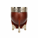 Mate Imperial, Base Esquinero y Bolitas Con Virola LISA de Alpaca, Color MARRON