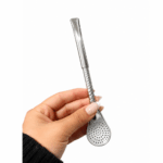 Bombilla Pico De Loro Acero Inoxidable Caño Trenzado (Cincelado) (17cm)