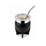 Mate Imperial Interior PVC Color Negro Liso + Bombilla Acero Inoxidable Pico De Loro (12x10 cm) - Imagen 2