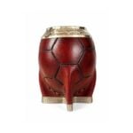 Mate Torpedo Virola Cincelada Cuero Diseño Pelota Con Base - Color Marron (14x7cm aprox)