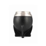 Mate Torpedo Interior Calabaza Virola Acero Cuero Liso - Color Negro (10x6cm aprox)