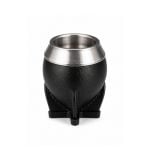 Mate Torpedo Interior Calabaza Virola Acero Cuero Liso - Color Negro (10x6cm aprox) - Imagen 2