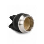 Mate Torpedo Interior Calabaza Virola Acero Cuero Liso - Color Negro (10x6cm aprox) - Imagen 4