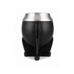 Mate Torpedo Interior Calabaza Virola Acero Cuero Liso - Color Negro (10x6cm aprox) - Imagen 3