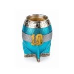 Mate Torpedo Premium, Diseño Argentina, Virola Cincelada con Base y Dije "10 Messi" (14x8cm aprox) - Imagen 2