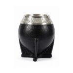 Mate Torpedo Virola cincelada Cuero Croco - Color Negro (12x6cm aprox)