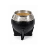 Mate Torpedo Virola cincelada Cuero Croco - Color Negro (12x6cm aprox) - Imagen 2