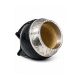 Mate Torpedo Virola cincelada Cuero Croco - Color Negro (12x6cm aprox) - Imagen 4