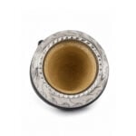 Mate Torpedo Virola cincelada Cuero Croco - Color Negro (12x6cm aprox) - Imagen 5