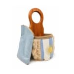 Canasta Matera de Pelo, Manija de Madera y Bordado Bandera Argentina + Yerbera de Regalo - Imagen 5