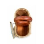 Canasta Matera de Pelo, Manija de Madera y Bordado Bandera Argentina + Yerbera de Regalo - Imagen 4