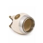Mate Torpedo Cuero Crudo Dije Sol de Mayo, Con Virola y Base Bolitas de Alpaca (14x7cm aprox) - Imagen 4